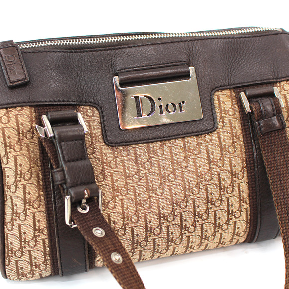 Christian Dior Street Chic Trotter Brown Leather Mini Boston Bag Canvas Monogram - Picture 4 of 8